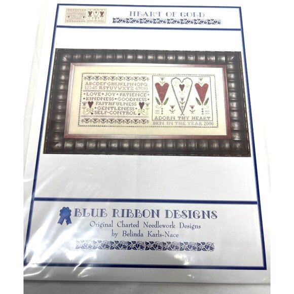Blue Ribbon Designs Heart Of Gold Cross Stitch Pattern By Belinda Karls-Nace - Picture 2 of 3